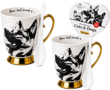 Komplet porcelanastih skodelic z motivom nemškega ovčarja QueenIsabell Premium Gift