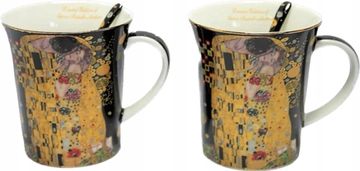 ELEGANTEN KOMPLET DVEH VELIKIH SKODELIC GUSTAV KLIMT KOT DARILO