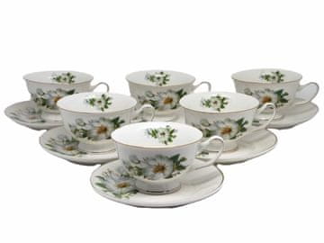 ELEGANTEN KOMPLET 6 SKODELIC S KROŽNIKI SKODELICE Z VZORČNIM POTISKOM 150 ML