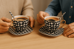 Porcelanaste skodelice 250 ml, komplet v škatli, kot darilo, kolekcija Pepitka