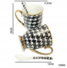 Porcelanaste skodelice z žlicami v darilni škatli, kolekcija Pepitka
