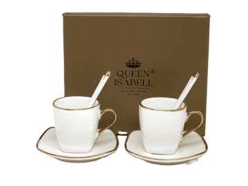 Porcelanaste skodelice za espresso z zlato dekoracijo, za darilo, 80 ml