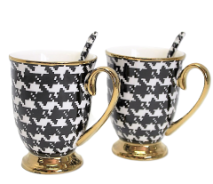 Porcelanaste skodelice z žlicami v darilni škatli, kolekcija Pepitka