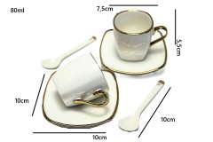 Porcelanaste skodelice za espresso z zlato dekoracijo, za darilo, 80 ml