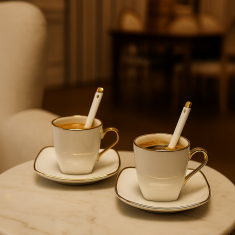 Porcelanaste skodelice za espresso z zlato dekoracijo, za darilo, 80 ml