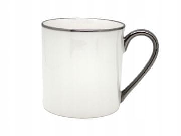 ELEGANTNA VELIKA BELA PORCELANSKA SKODELICA Z DODATKOM SREBRA 550 ML