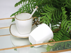 Porcelanaste skodelice za espresso z zlato dekoracijo, za darilo, 80 ml