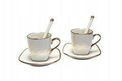 Porcelanaste skodelice za espresso z zlato dekoracijo, za darilo, 80 ml