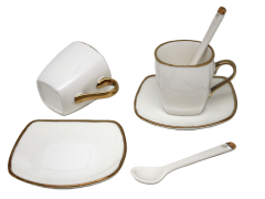 Porcelanaste skodelice za espresso z zlato dekoracijo, za darilo, 80 ml
