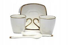 Porcelanaste skodelice za espresso z zlato dekoracijo, za darilo, 80 ml