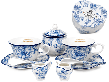 Komplet porcelanastih skodelic s sladkornico kot darilo Premium