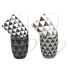 PORCELANSKA SKODELICA Z GEOMETRIČNIMI VZORCI - MEŠANICA VZORCEV