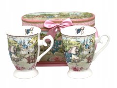 Porcelanaste skodelice z motivom pravljičnega konja in gradu, idealne za darilo