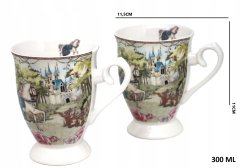 Porcelanaste skodelice z motivom pravljičnega konja in gradu, idealne za darilo