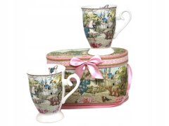 Porcelanaste skodelice z motivom pravljičnega konja in gradu, idealne za darilo