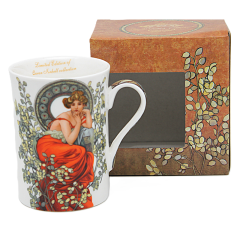 Porcelanasta skodelica, v škatli, 300 ml, ekskluzivna, Alfons Mucha-Topaz, kot darilo