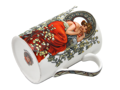 Porcelanasta skodelica, v škatli, 300 ml, ekskluzivna, Alfons Mucha-Topaz, kot darilo