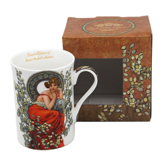 Porcelanasta skodelica, v škatli, 300 ml, ekskluzivna, Alfons Mucha-Topaz, kot darilo
