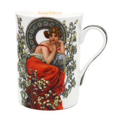 Porcelanasta skodelica, v škatli, 300 ml, ekskluzivna, Alfons Mucha-Topaz, kot darilo
