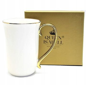 Elegantna bela porcelanasta skodelica z zlatimi poudarki, 400 ml, kot darilo