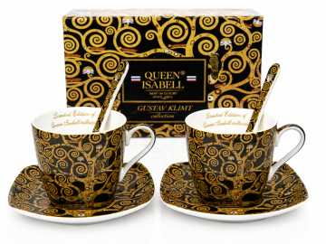 Klimt Drevo življenja, KOMPLET 2 skodelic za espresso iz porcelana, 80 ml ZA DARILO