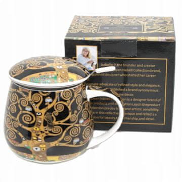 Velika porcelanasta skodelica 450 ml z infuzerjem v škatli - Klimtovo drevo življenja