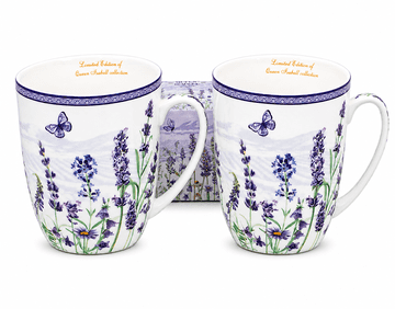 Komplet 2 porcelanastih skodelic 400 ml Darilna škatla Lavender Collection