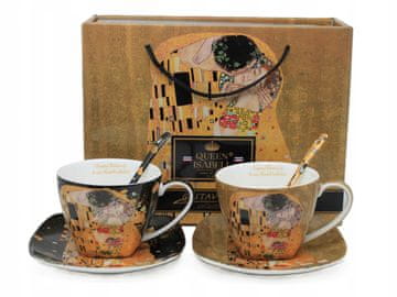Komplet porcelanastih skodelic 2x 250ml Klimt Poljub v darilni škatli