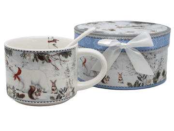320 ml porcelanasta skodelica z zimskimi medvedki v božični darilni škatli