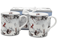 Porcelanaste skodelice 250 ml komplet 2 zimskih medvedkov v darilni škatli