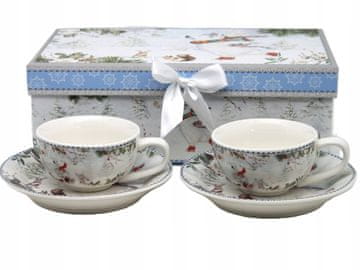 Porcelanaste skodelice 120 ml, komplet 2 zimskih medvedkov v darilni škatli