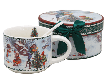 Božična porcelanasta skodelica 320 ml dekorativna darilna škatla božično drevo