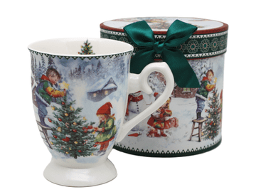 Božična porcelanasta skodelica 330 ml dekorativna darilna škatla božično drevo