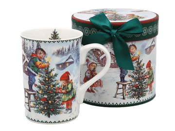 Božična porcelanasta skodelica 320 ml dekorativna darilna škatla božično drevo