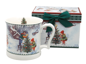 Božična porcelanasta skodelica 450 ml dekorativna darilna škatla božično drevo