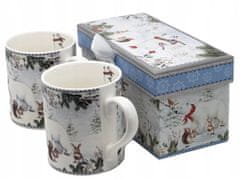Porcelanaste skodelice 250 ml komplet 2 zimskih medvedkov v darilni škatli