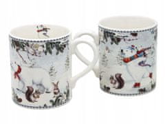Porcelanaste skodelice 250 ml komplet 2 zimskih medvedkov v darilni škatli
