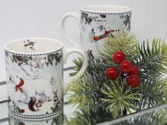 Porcelanaste skodelice 250 ml komplet 2 zimskih medvedkov v darilni škatli