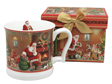 Porcelanasta skodelica za kavo ali čaj, božični vzorec, velika 450 ml, za darilo