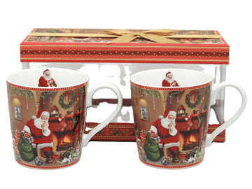 Komplet 2 porcelanastih skodelic Božiček 350 ml v okrasni škatli
