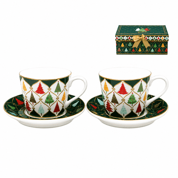 Božični porcelanasti lončki, komplet 2 kosov, božično drevo