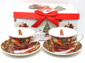 Božične porcelanaste skodelice z Božičkom v okrasni darilni škatli