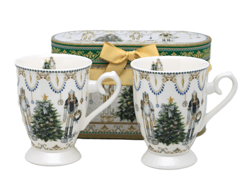 Komplet dveh porcelanastih božičnih skodelic v darilni škatli
