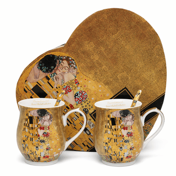 Gustav Klimt Poljub iz porcelana, 2 kosa, z žličkami, kot darilo