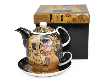 SKODELICA IN VRČ GUSTAV KLIMT POLJUB ELEGANTNO PORCELANSKO DARILO