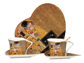 Klimt Poljub iz porcelana, komplet 2 skodelic s krožniki