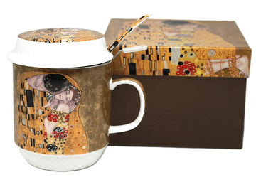 Gustav Klimt Poljub iz porcelana s posodico za infuzijo, pokrovom in žličko