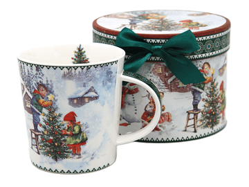 350 ml porcelanasta božična skodelica v okrasni škatli, idealna za darilo