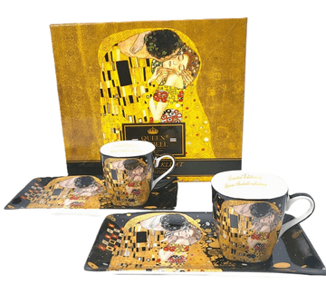 Klimt Poljub skodelice za espresso, komplet 2 kosov, s krožniki v škatli