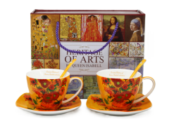 Porcelanaste skodelice s krožniki Van Gogh Sončnice 250 ml, komplet 2 kosov